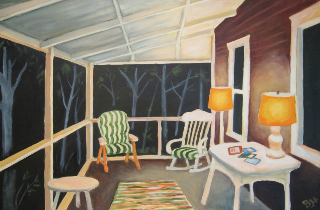 Third Cottage Porch, oil on board, 6000 px W x 3937 px H up scale