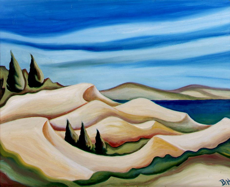 Dunes I, oil on board