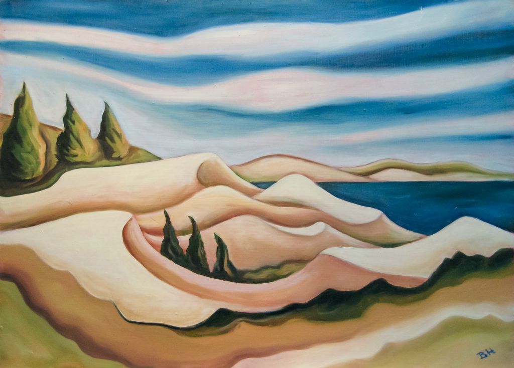 Dunes III, oil on board