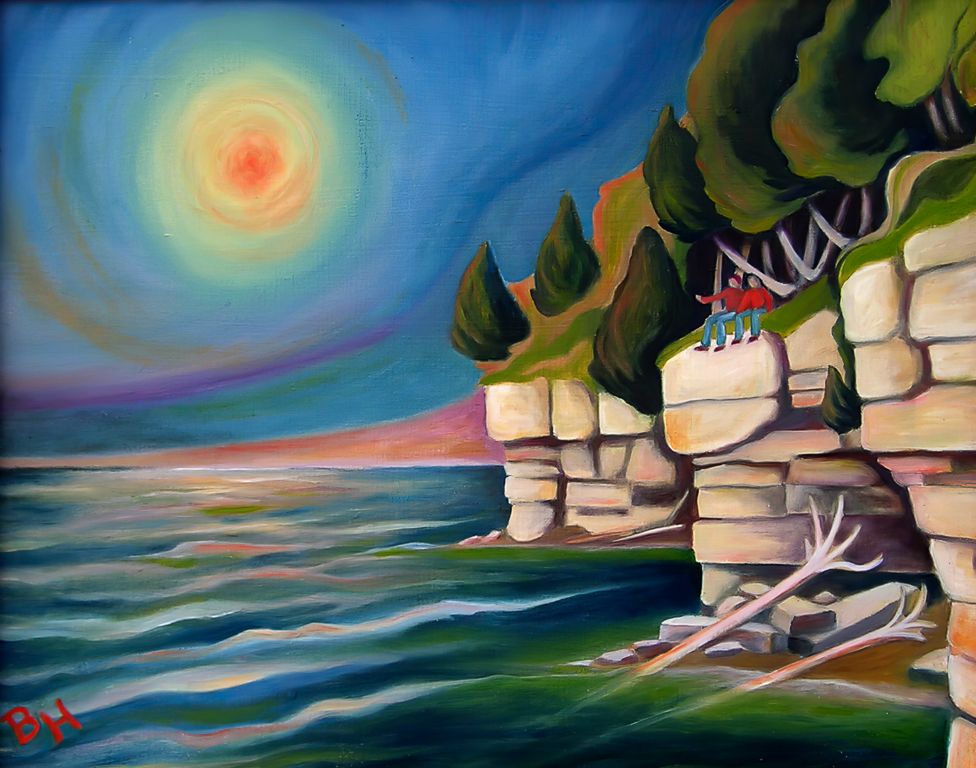 On the Bluff, Door County, oil on board