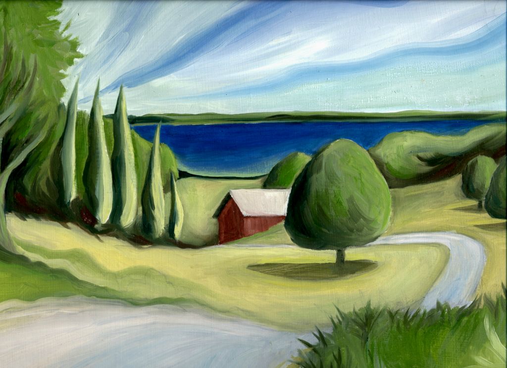 Old Mission Bay Five Pines, oil on board