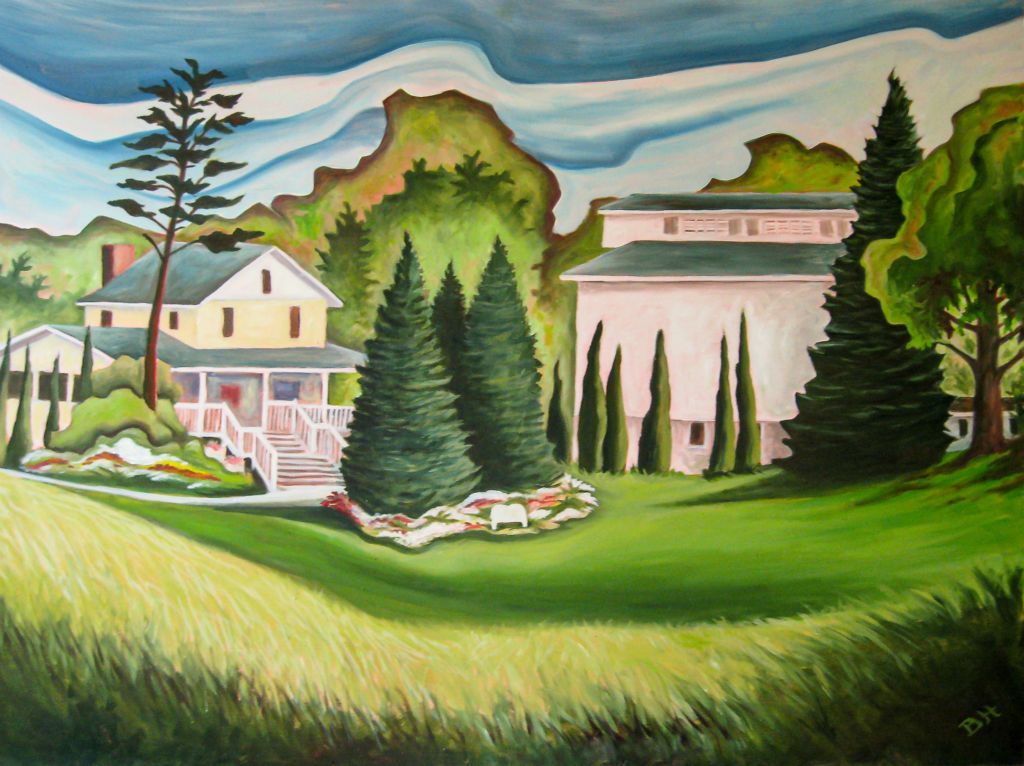 Historic Farm, oil on board