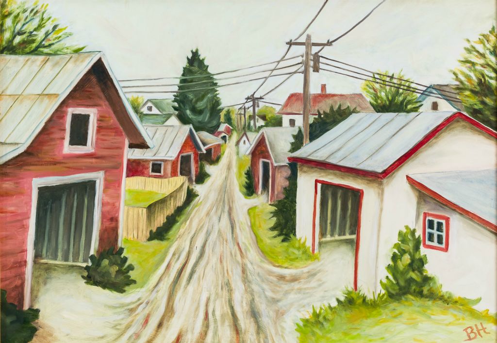 Alley View I, Oil on Board, 18"H x 24"W