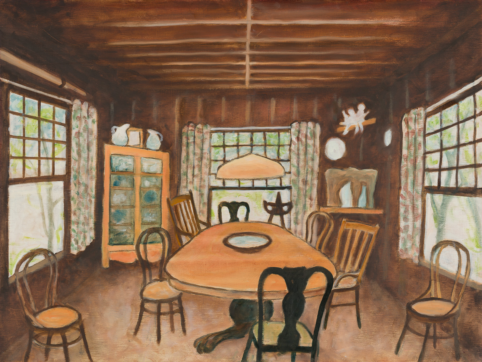 Pines Dining Room, oil on board, 18"H x 24"W