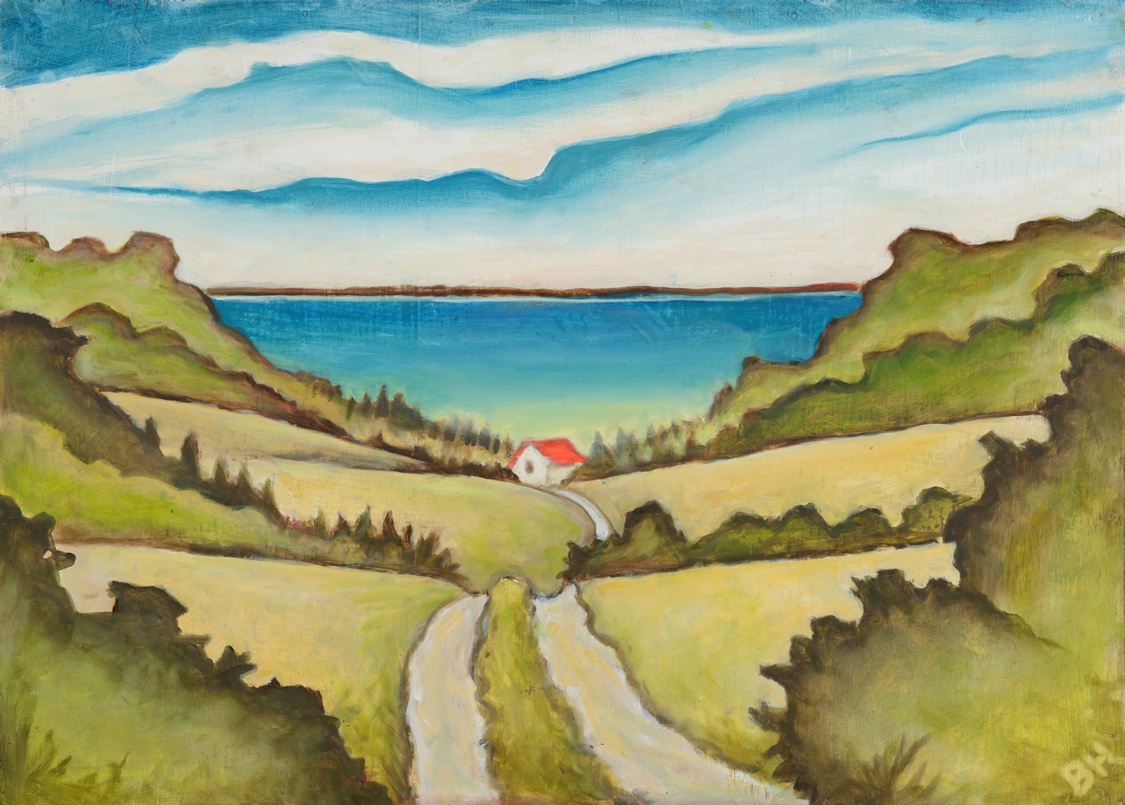 Two Track, oil on board, 15.5"H x 21.5"W